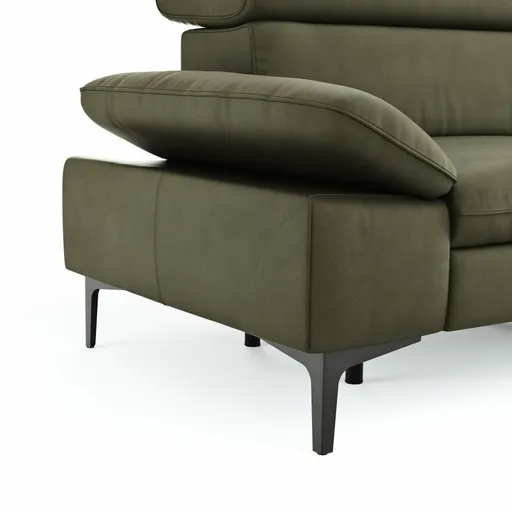Ecksofa Felipa - 2,5-Sitzer mit Ecke rechts inkl. Armlehne verstellbar und Rückenlehne/Sitztiefe verstellbar (motorisch), Leder, Olive