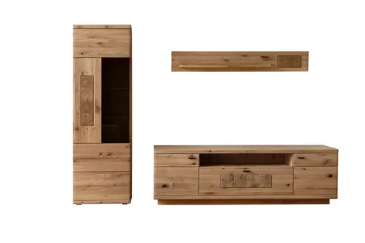 Wohnwand - mit Hirnholz Applikation, Balkeneiche, massiv