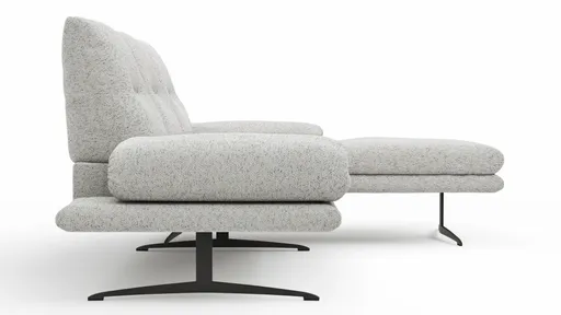 Ecksofa Lucero 2.0 - 2-Sitzer mit Longchair rechts inkl. Sitztiefenverstellung, Drehsitz und Sitztiefe verstellbar, Stoff, Offwhite