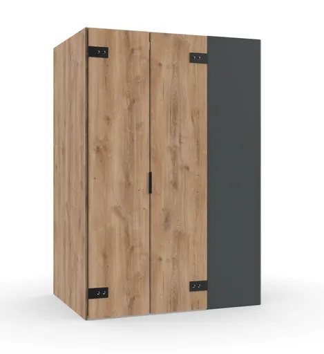 Eckschrank- B ca. 135 cm, Eiche Dekor, Graphit
