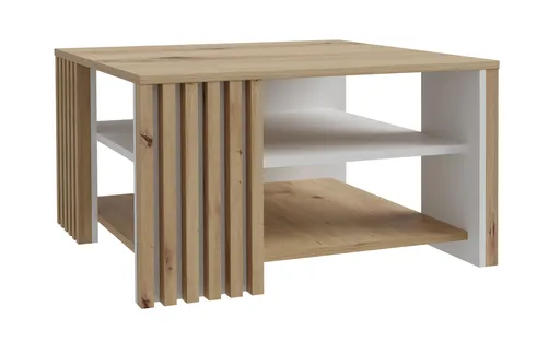 Couchtissch FLORISS- LB ca. 80x80 cm, Eiche Dekor, Weiß