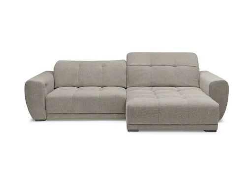 Ecksofa -2-Sitzer mit Longchair rechts, Kopfteil verstellbar, Sitztiefe verstellbar motorisch, Stoff, Steingrau