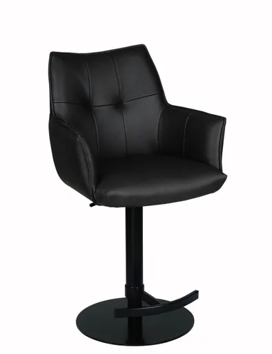 Barhocker MAKANA - drehbar, höhenverstellbar, Stoff, Schwarz