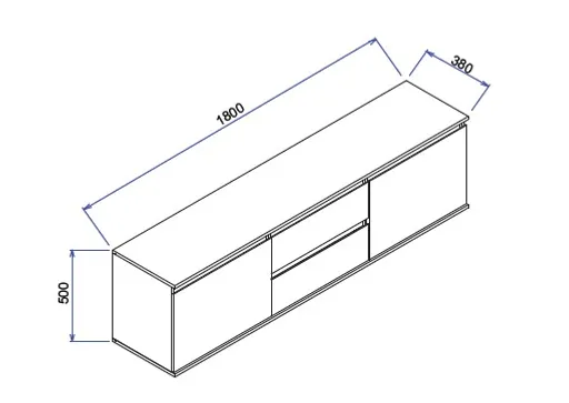 Lowboard - B ca. 180 cm, Weiß