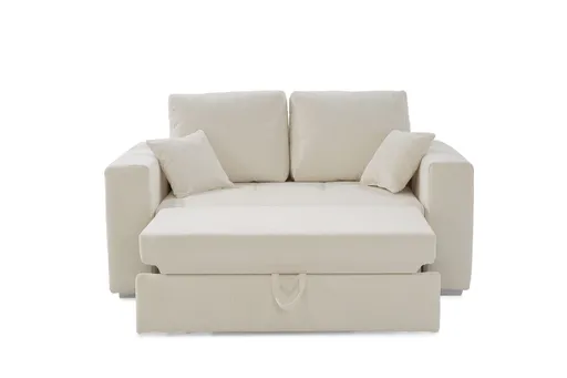 Sofa JORDEN 2 - 1,5-Sitzer inkl. Schlaffunktion mit Bettkasten, Stoff, Beige