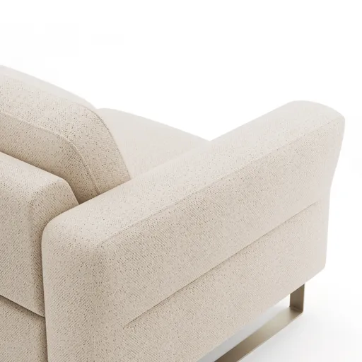 Ecksofa Leona - 2,5-Sitzer mit Ecke rechts inkl. Relaxfunktion motorisch, Stoff, Creme 