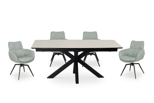 Esstisch MELANIA - ausziehbar, LB ca. 180x95 cm, Glaskeramik, Travertin farbig