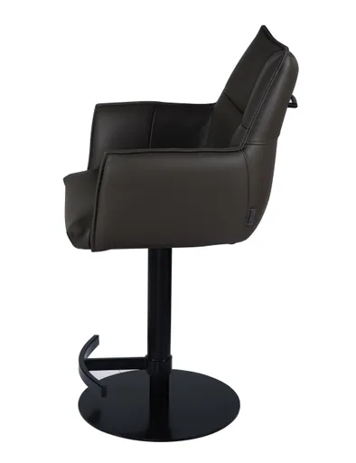 Barhocker MELE - drehbar, höhenverstellbar, Leder, Dunkelbraun