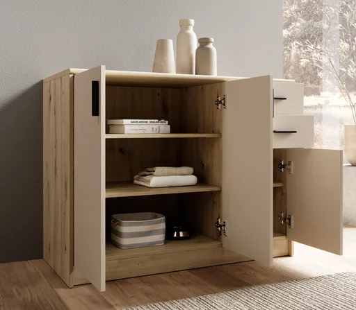Kommode - B ca. 109 cm, Artisan Eiche Nachbildung, Kaschmir
