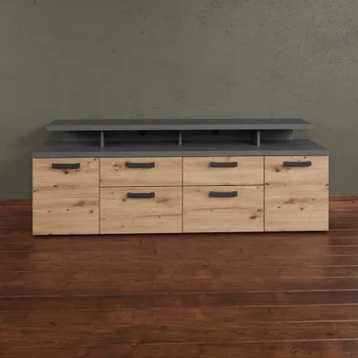 TV-Lowboard - B ca. 180 cm, Matera Nachbildung, Artisan Eiche Nachbildung