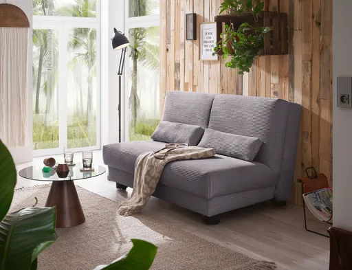 Schlafsofa EASY Optik A - 2-Sitzer ohne Armlehne, 140 cm inkl. Schlaffunktion, Cord, Dunkelgrau