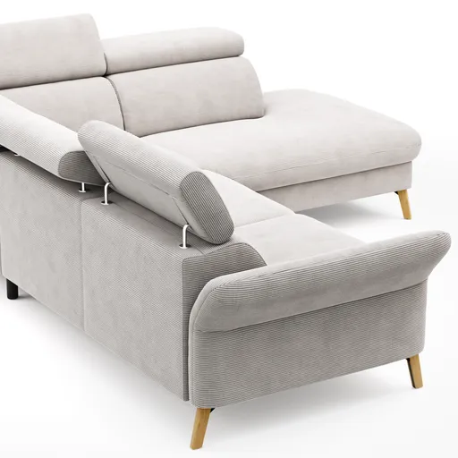 Sofa Maryville - 2,5-Sitzer mit Eckelement und Abschlussteil medium rechts, inkl. Kopfteil verstellbar, Stoff, Beige