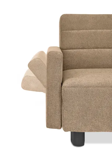  Faltsofa Easy - 2-Sitzer, ca. 140 cm inkl. Schlaffunktion/Topper/Armteil verstellbar, Stoff, Braun