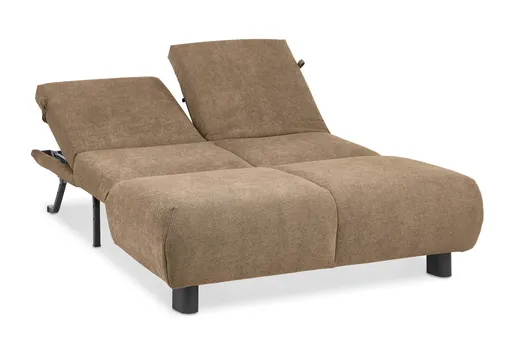 Faltsofa EBBY - 2-Sitzer ohne Armlehne, 140 cm inkl. Schlaffunktion/Relaxfunktion, Stoff, Braun