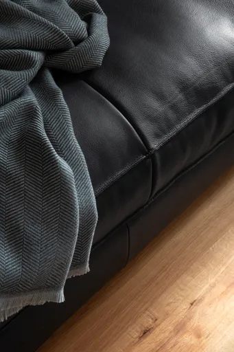 Sofa Aprino 3 - 4-Sitzer XXL, Dickleder, schwarz, Armlehne Kissen