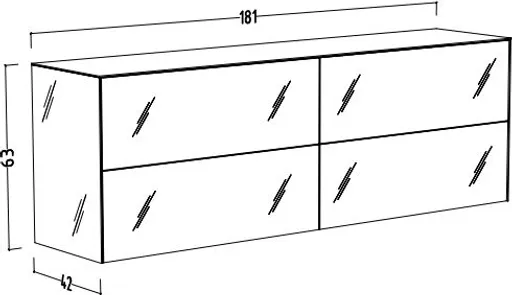 Lowboard - B ca. 181 cm, Anthrazit, Keramikoptik