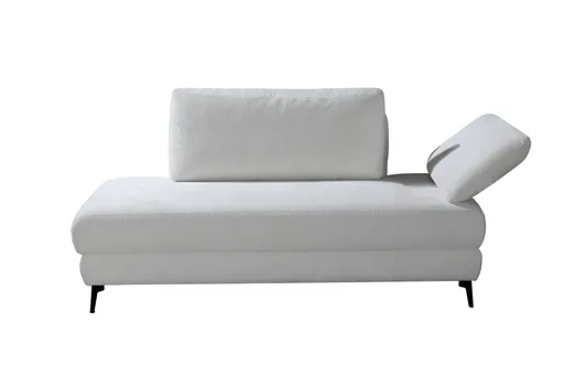 Einzelliege - Schlaffunktion mit Bettkasten, Armteil verstellbar, Stoff, Weiß