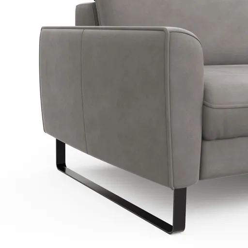 Sofa Avela - 3-Sitzer inkl. Kopfteil verstellbar, Leder, Steingrau