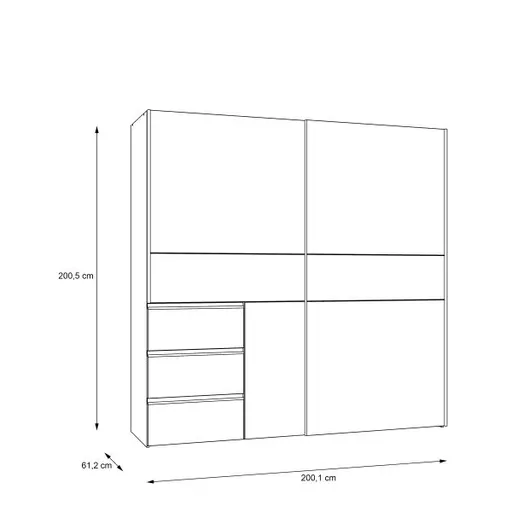 Schwebetürenschrank FJOLLA - B ca. 200,1 cm, Weiß