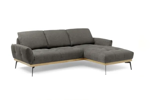 Ecksofa EDDIE - 2-Sitzer, Ecke rechts inkl. Rückenverstellungen, Stoff, Braun