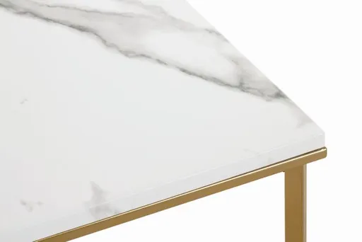 Beistelltisch - B/H/T ca. 60x47x60 cm, Marmoroptik, Goldfarben