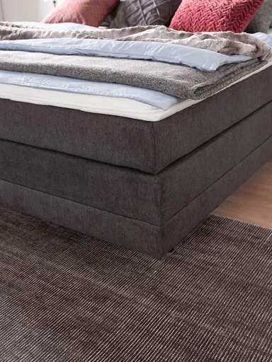 Boxspringbett - Liegefläche ca. 180x200 cm, Stoff, Dunkelgrau