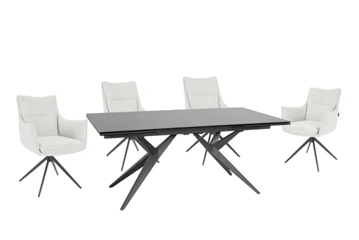Esstisch MICHELA - ausziehbar, LB ca. 180x95 cm, Glaskeramik, Dunkelgrau