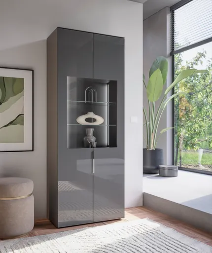 Vitrine- inkl. LED-Beleuchtung, Anthrazit