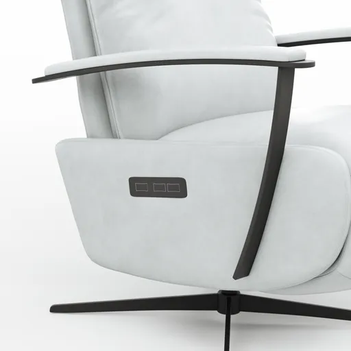 TV-Sessel Lima - Größe M, Relaxfunktion motorisch, Leder, Eisblau