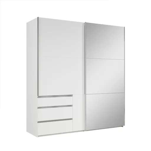  Schwebetürenschrank- B ca. 200 cm, Weiß, Spiegel