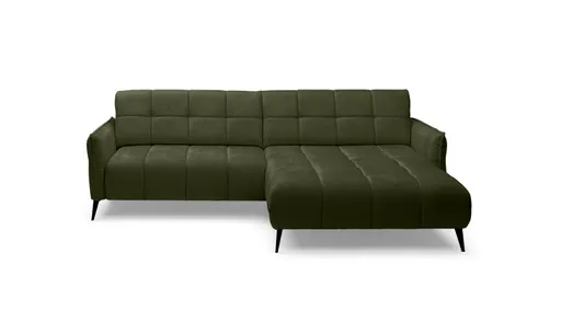 Ecksofa WALI MINI - 2-Sitzer, Ecke rechts inkl. Relaxfunktion, Stoff, Olive