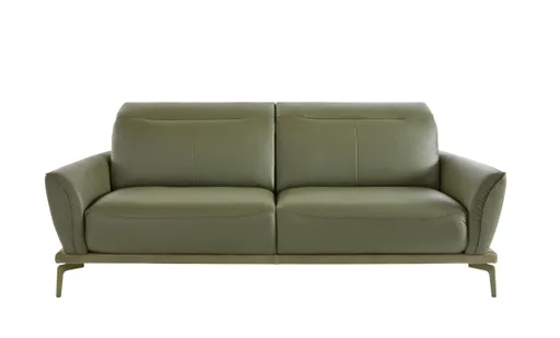 Sofa Amadena - 2,5-Sitzer inkl. Kopfteil verstellbar, Leder, Olive