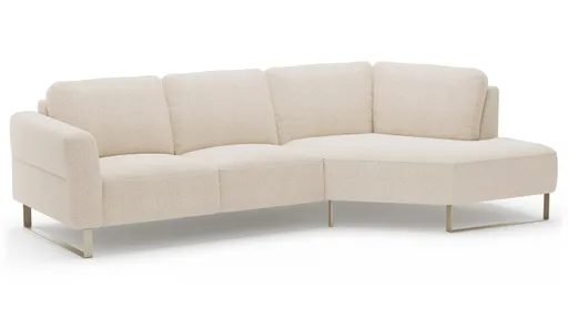 Ecksofa Leona - 2,5-Sitzer mit Ecke rechts, Stoff, Creme