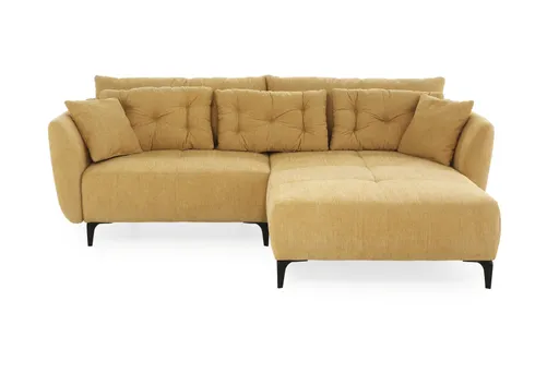Ecksofa JANEK - 2,5-Sitzer, Ecke rechts, Stoff, Senfgelb