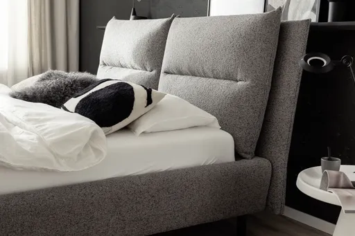 Polsterbett - Liegefläche ca. 180x200 cm, mit Bettkasten, Stoff, Graublau