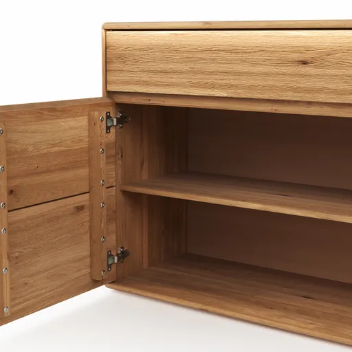 Sideboard Hillsboro - inkl. Beleuchtung, Wildeiche natur, geölt