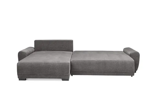 Ecksofa - Longchair links mit 2-Sitzer, Schlaffunktion mit Bettkasten, Stoff, Graphit