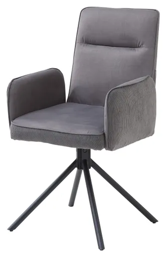 Armlehnstuhl - drehbar, Samt, Cord, Grau