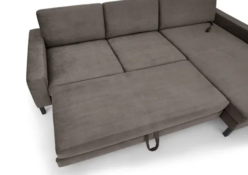  Ecksofa CALM MOVE 2.0 - 2,5-Sitzer mit Longchair rechts, Schlaffunktion, Feincord, Taupe