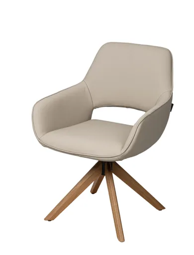 Armlehnstuhl MARIELLE - drehbar, Leder, Latte