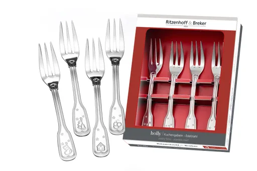 Kuchengabel - 4er Set, Silberfarben