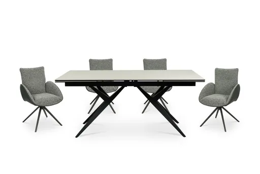 Esstisch MICHELA - ausziehbar, LB ca. 180x95 cm, Glaskeramik, Travertin farbig