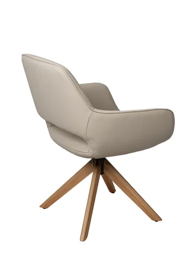 Armlehnstuhl MARIELLE - drehbar, Leder, Latte