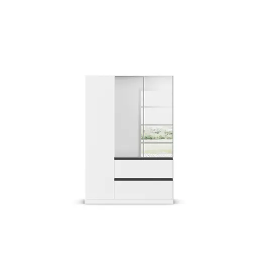 Drehtürenschrank RASA- B ca. 136 cm, Weiß, Spiegel