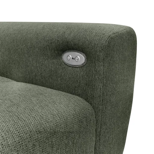 Ecksofa - Longchair links mit 2-Sitzer, Kopfteil verstellbar, Sitztiefe verstellbar motorisch, Stoff, Moos