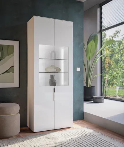 Vitrine- inkl. LED-Beleuchtung, Weiß