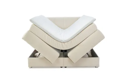 Boxspringbett JILLIAN MIX- Liegefläche ca. 180x200 cm, Stoff, Creme