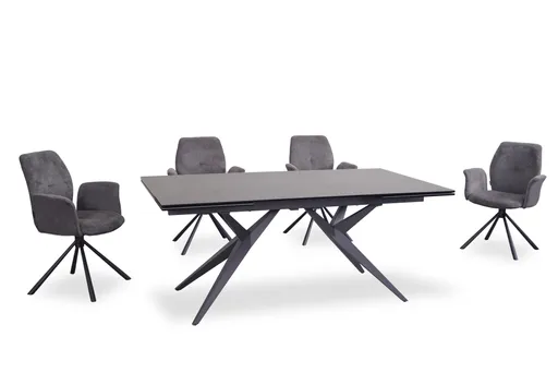 Esstisch MICHELA - ausziehbar, LB ca. 180x95 cm, Glaskeramik, Dunkelgrau