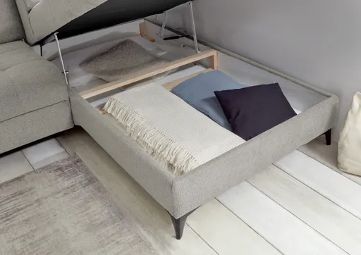 Ecksofa - 2-Sitzer, Ecke rechts inkl. Funktionen, Stoff, Taupe