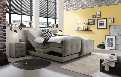 Boxspringbett- Liegefläche ca. 180x200 cm, Stoff, Hellbraun
